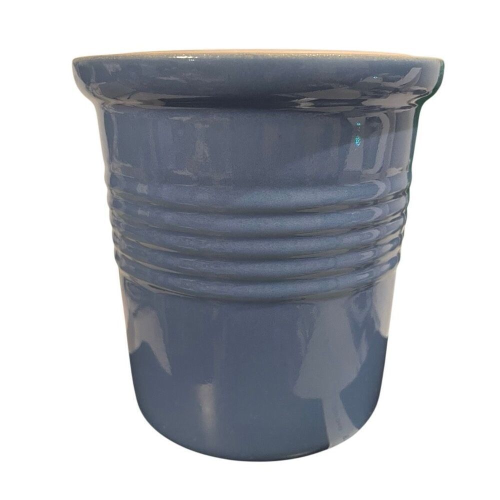 Pampered Chef Family Heritage Stoneware Crock Utensil Holder Cornflower Blue